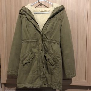 Hollister Olive Sherpa-lined Parka